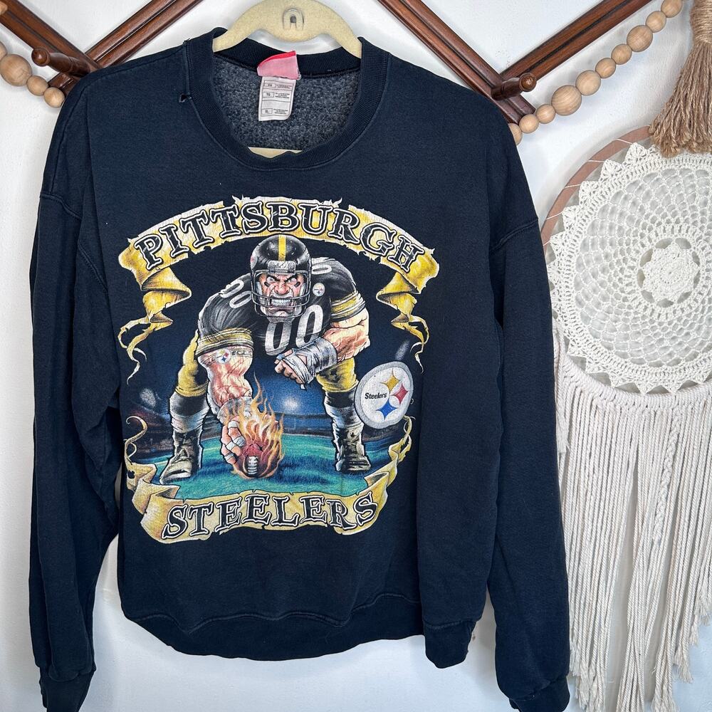 Vintage NFL Pittsburg Steelers Cartoon Graphic Crewneck XL